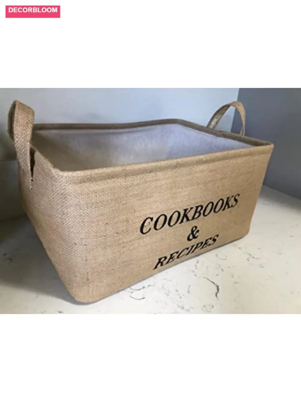 Cookbook Recipe Storage Bin Foldable Cotton Linen Kitchen Organizer